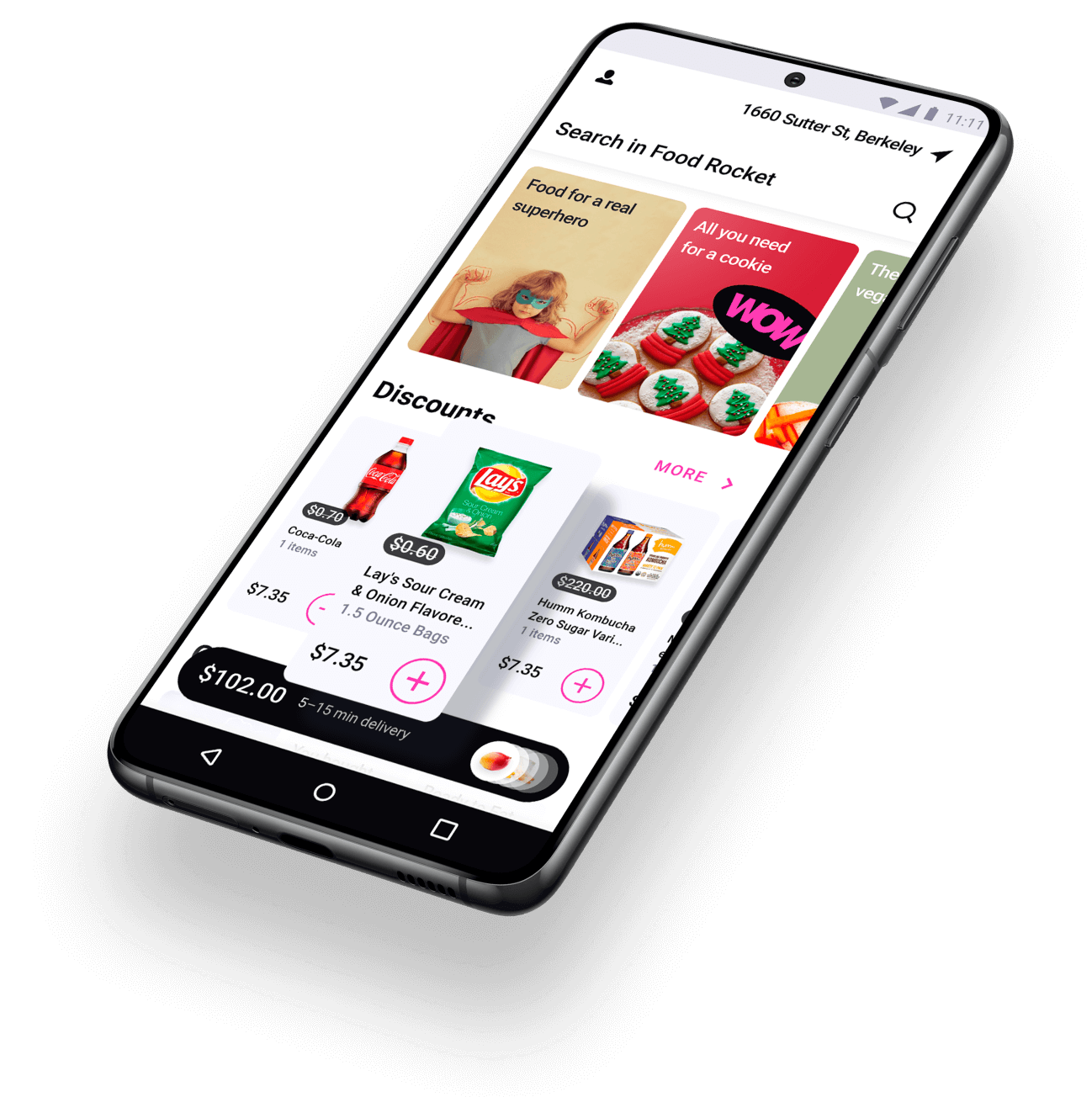 Android mobile app for a quick groceries delivery service